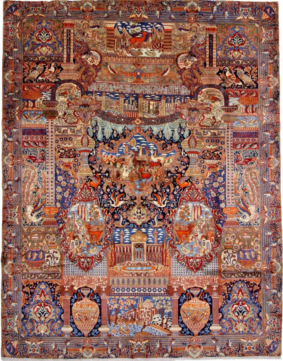 New 383x303 Cm Unique Genuine Hand-knotted Persian Carpet Kashmar