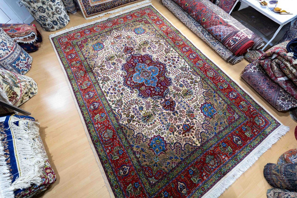 307x208 Cm Hand-knotted Rare Tabriz Persian Carpet-photo-3