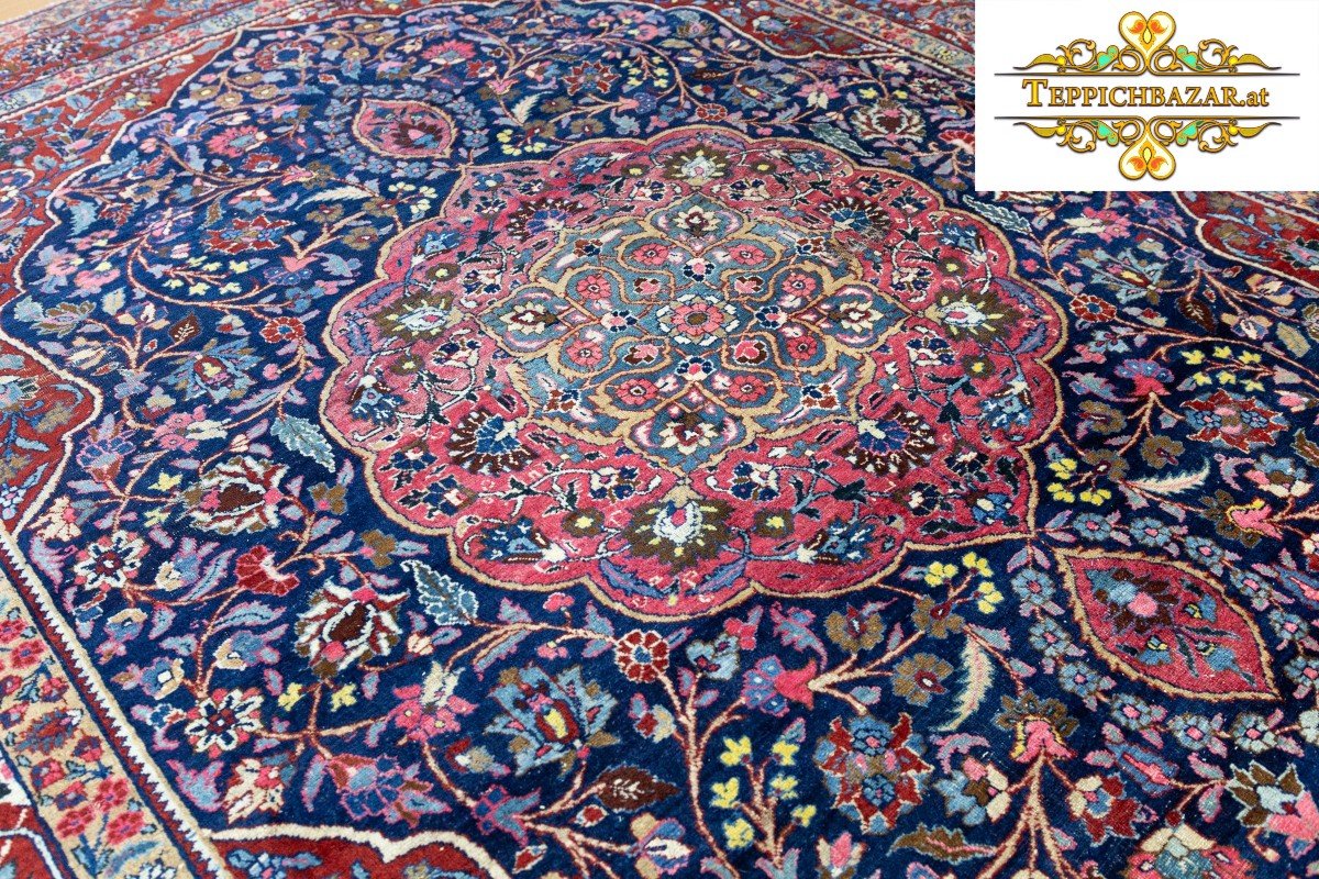 Tapis Persan Ancien Noué à la Main 340x250 cm de 110 Ans-photo-2