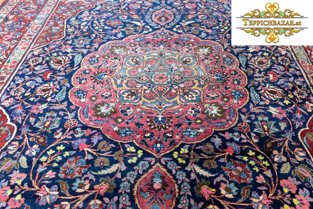 Tapis Persan Ancien Noué à la Main 340x250 cm de 110 Ans-photo-3