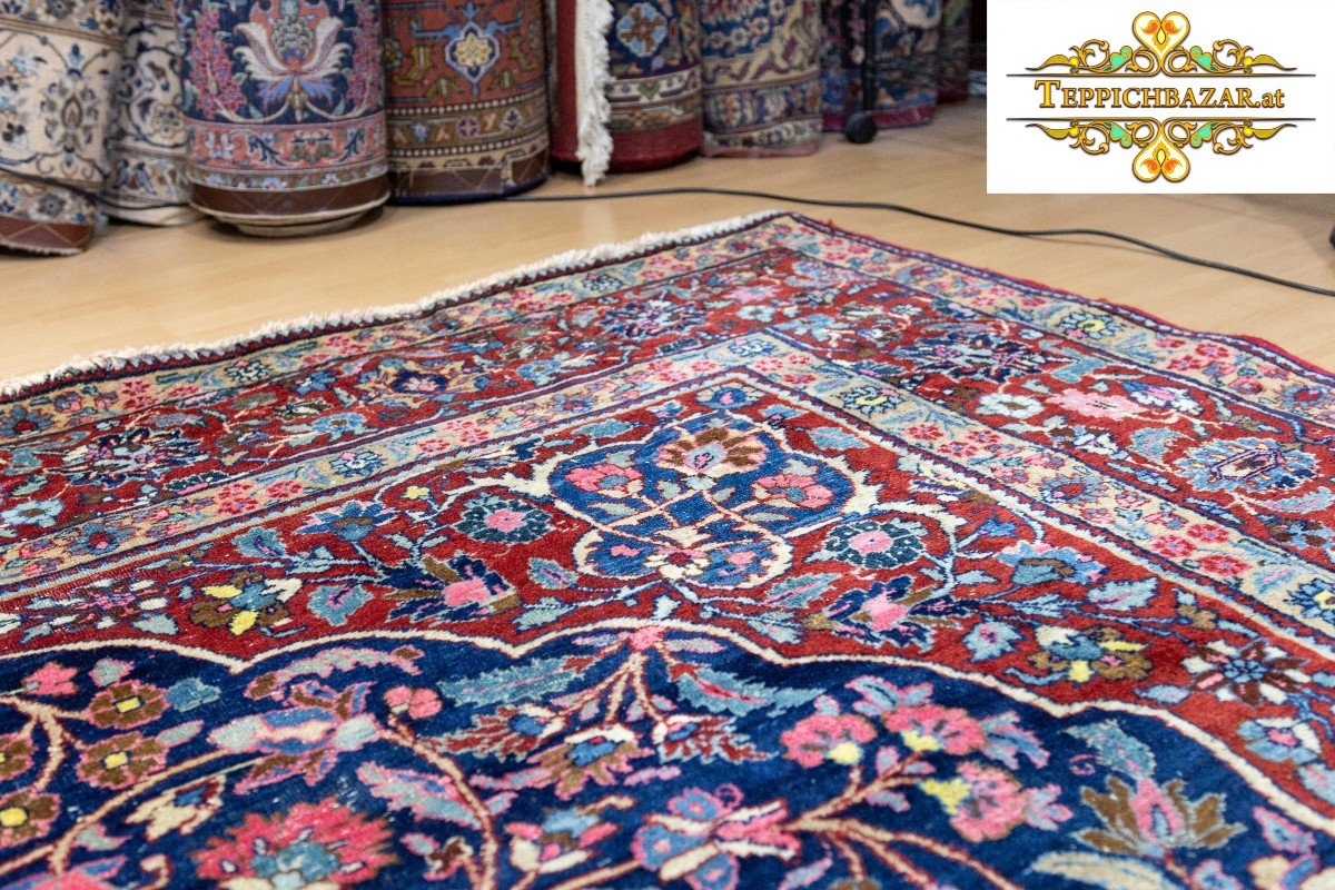 Tapis Persan Ancien Noué à la Main 340x250 cm de 110 Ans-photo-4