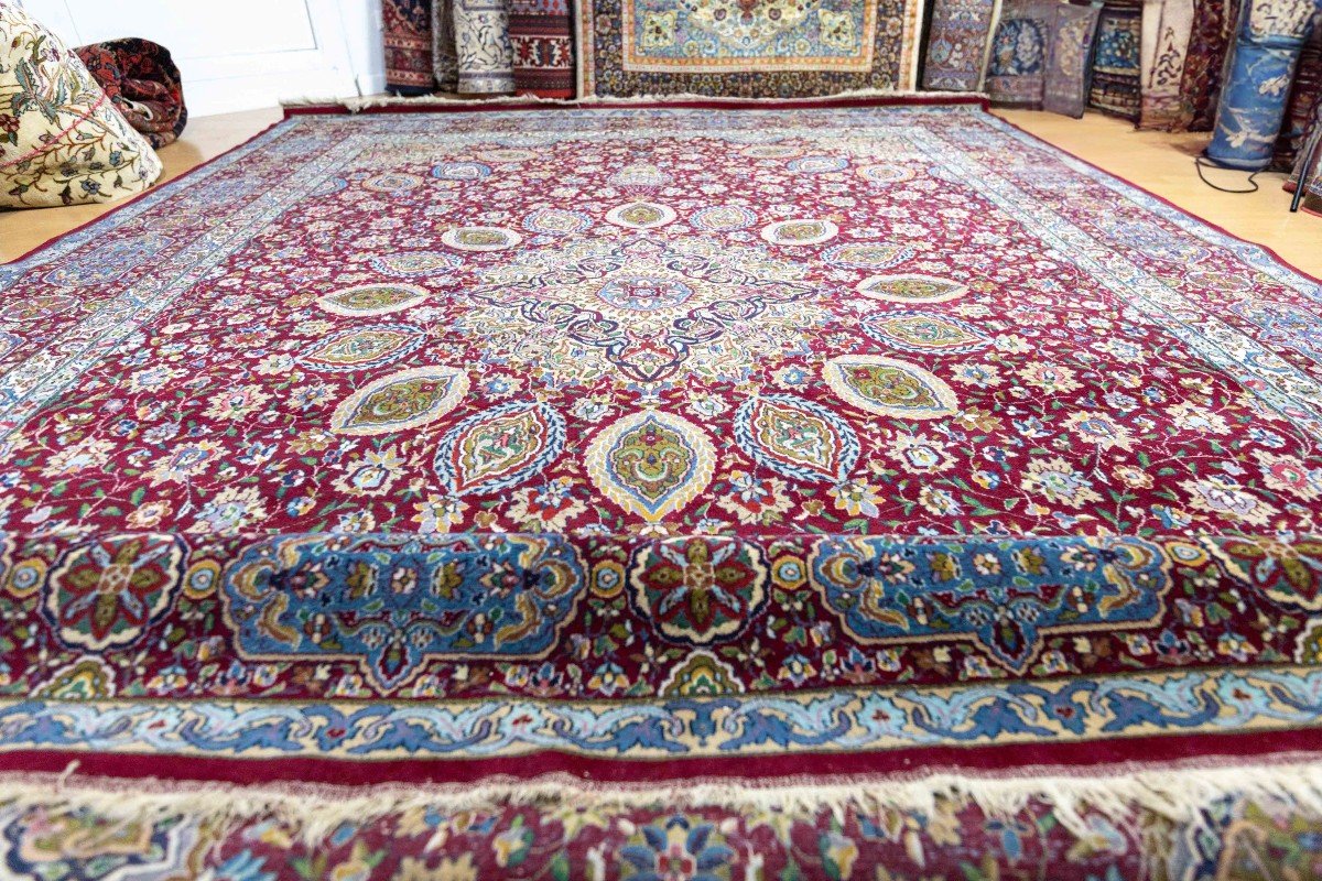 Tapis Persan Toranj Sheikh Safi Ardabil Fait Main 370x275cm - Unique Semi-antique-photo-2