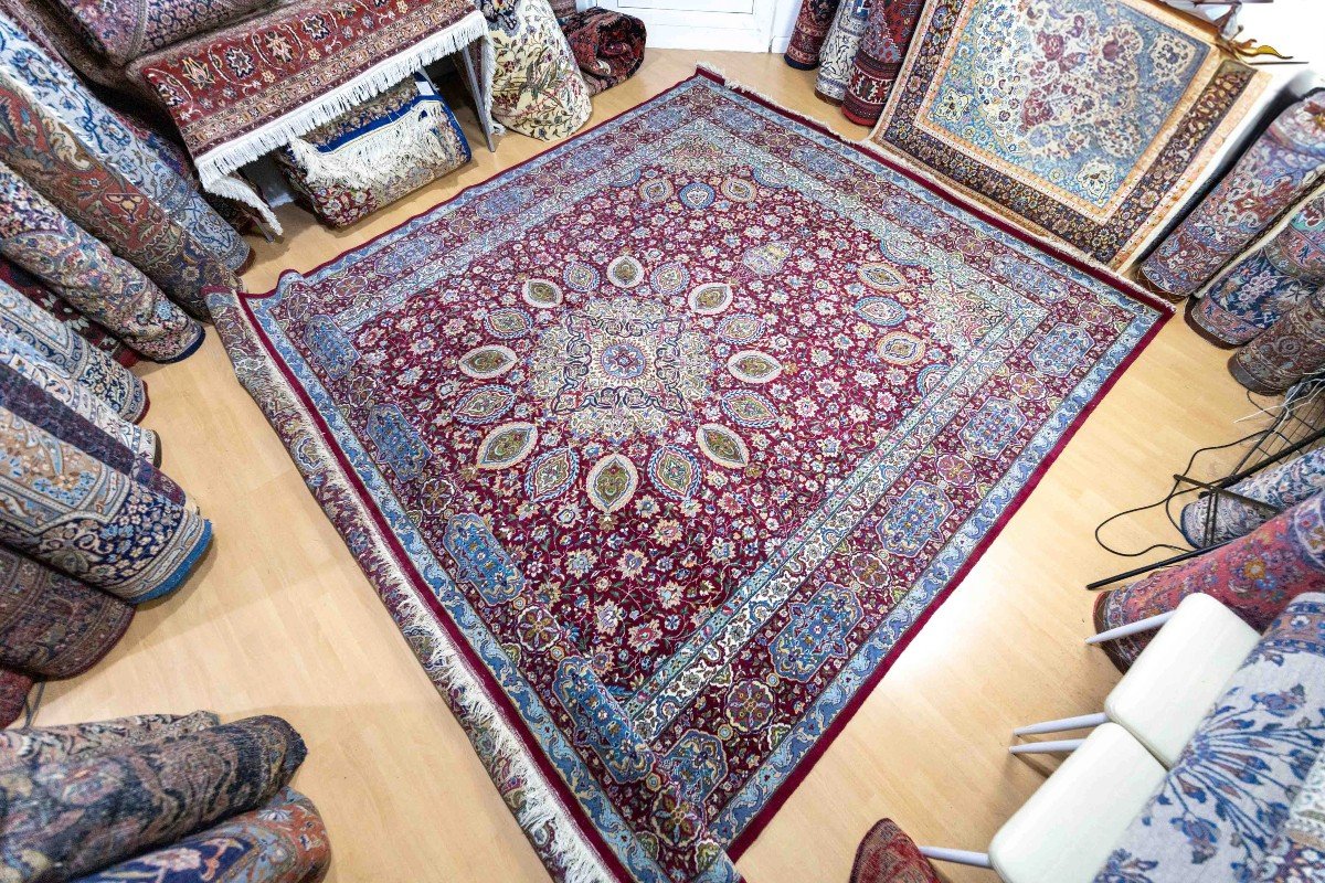 Tapis Persan Toranj Sheikh Safi Ardabil Fait Main 370x275cm - Unique Semi-antique-photo-3