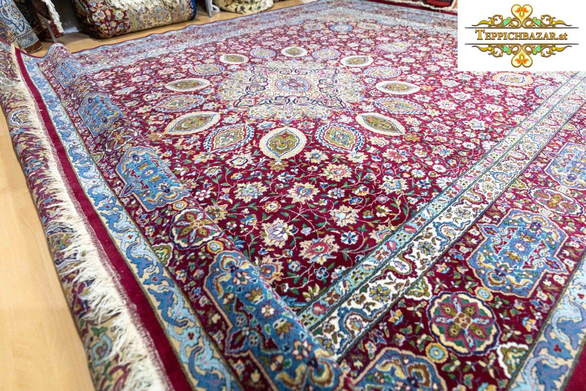 Tapis Persan Toranj Sheikh Safi Ardabil Fait Main 370x275cm - Unique Semi-antique-photo-4