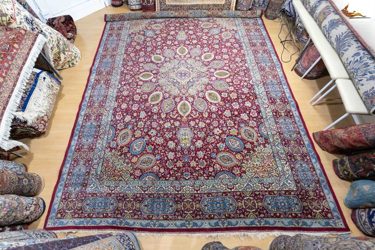 Tapis Persan Toranj Sheikh Safi Ardabil Fait Main 370x275cm - Unique Semi-antique