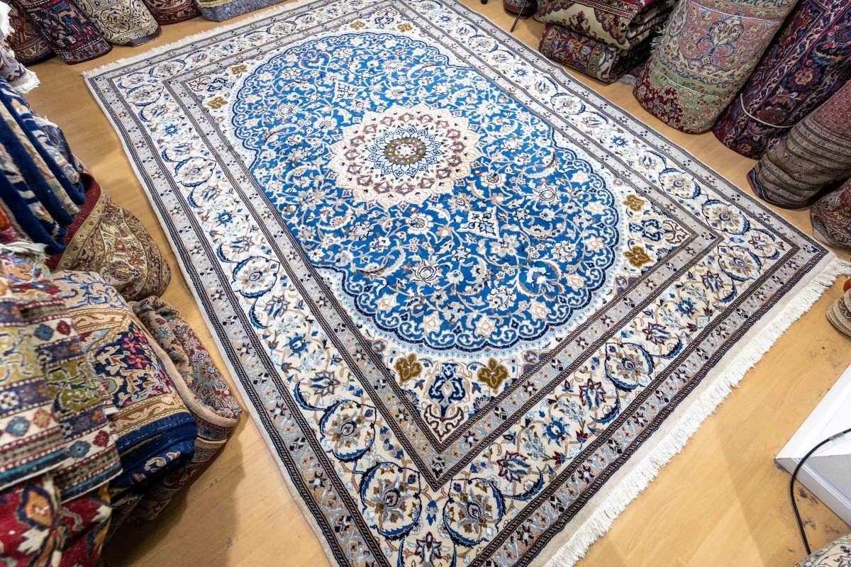 Top 348x250cm Magnificent Nain Persian Carpet 12la Isfahan - Nain Persian Carpet-photo-3