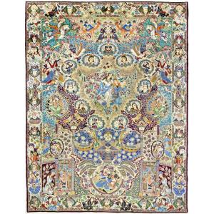 New 396x298 Cm Genuine Hand-knotted Persian Carpet From Kashmar