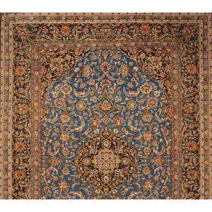 New 415×300 Cm Blue Kashan Real Hand-knotted Persian Carpet