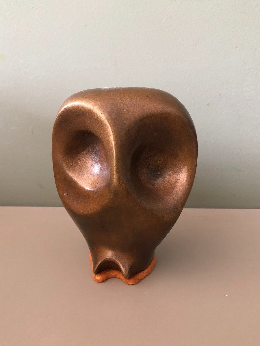 Werner Fenn (weiler Im Allgäu  1932  - 2000 München) Hibou De Bronze, 13 Cm, Signé