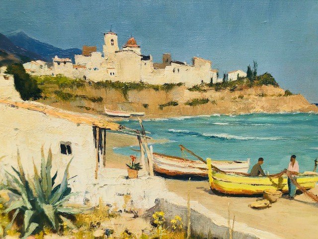 Arie Zwart, A View Of Benidorm , Oil-photo-2