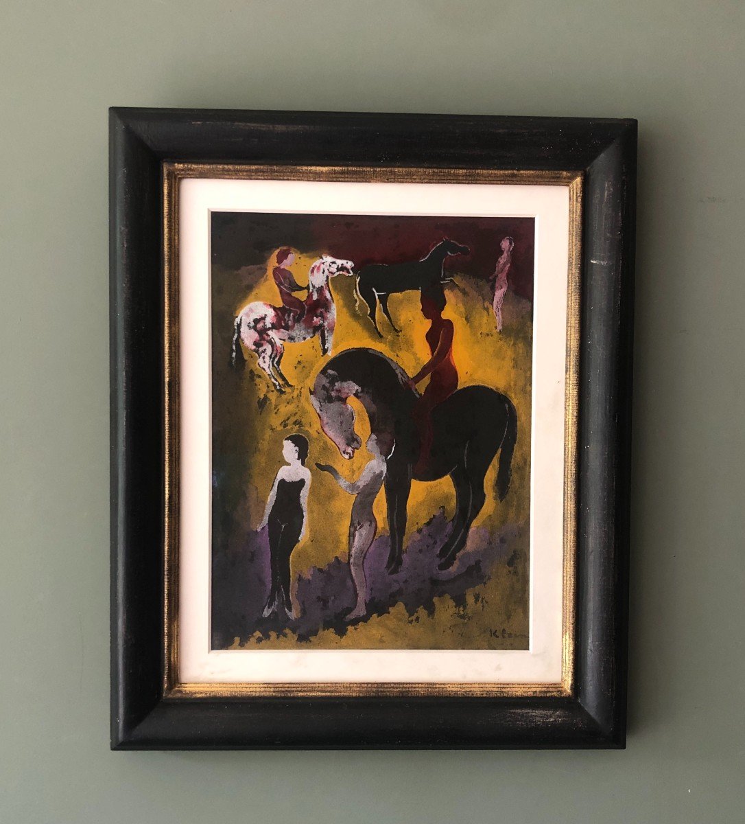 Frits Klein,  Chevaux Et Acrobates, Gouache-photo-2