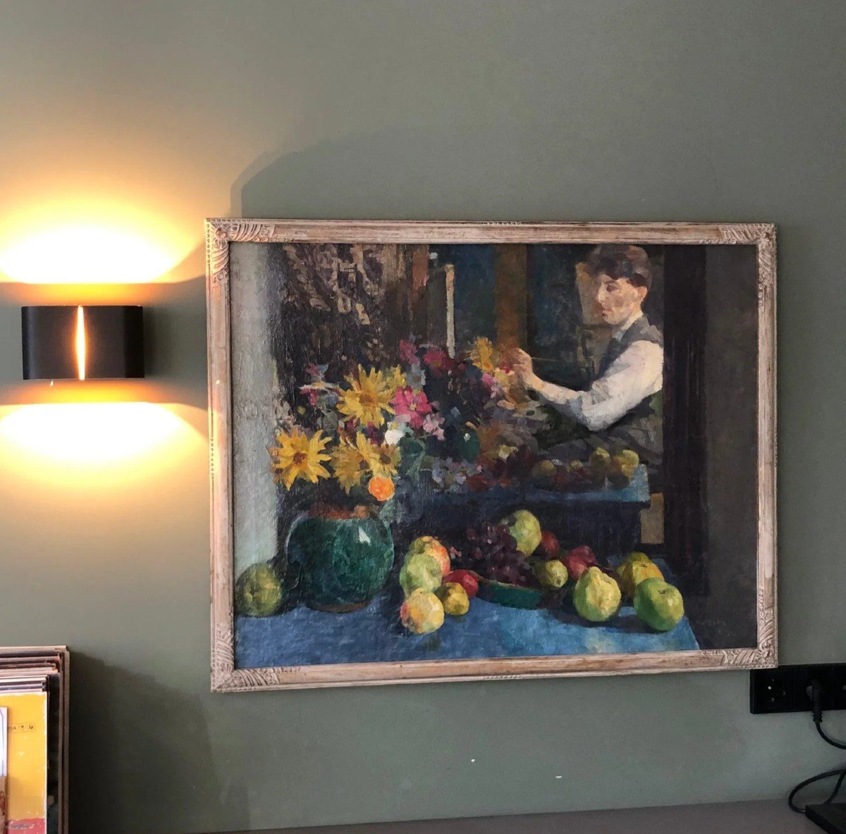 Pol Dom (antwerp 1885-the Hague 1978), Self-portrait With Flowers And Fruit, Oil On Canvas, Signed-photo-3