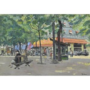 Vue De Champs élysées, Rond Point, Pol Dom, Peintre Belge (1885-1978)