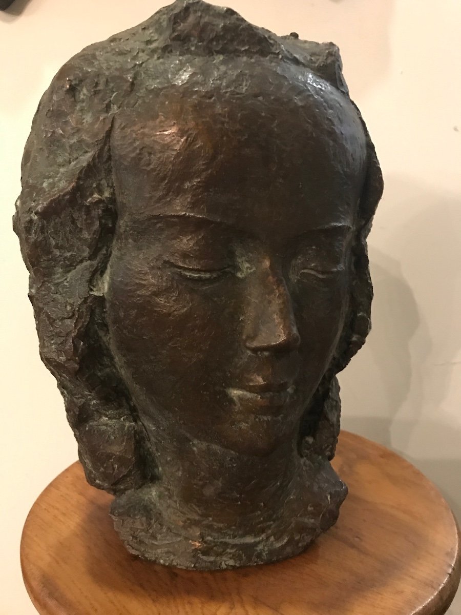 Bronze Head Of A Young Girl-photo-4