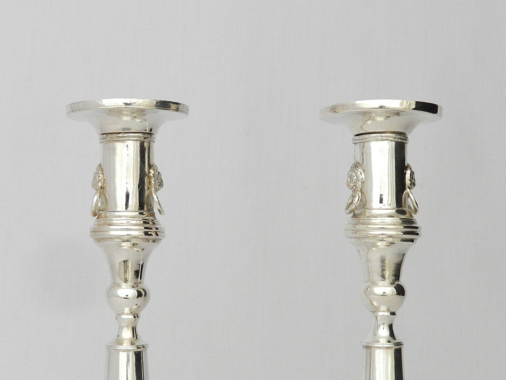 Pair Of Lxvi Silver Candlesticks, Maastricht 1786 (netherlands), Mr. Francois Hourdocq-photo-2