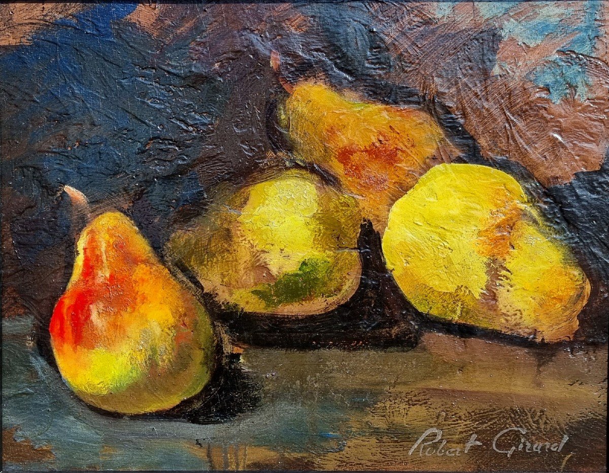 Robert Girard (besançon, 1913-?) Still Life With Pears | Painting Comtois Painter-photo-2
