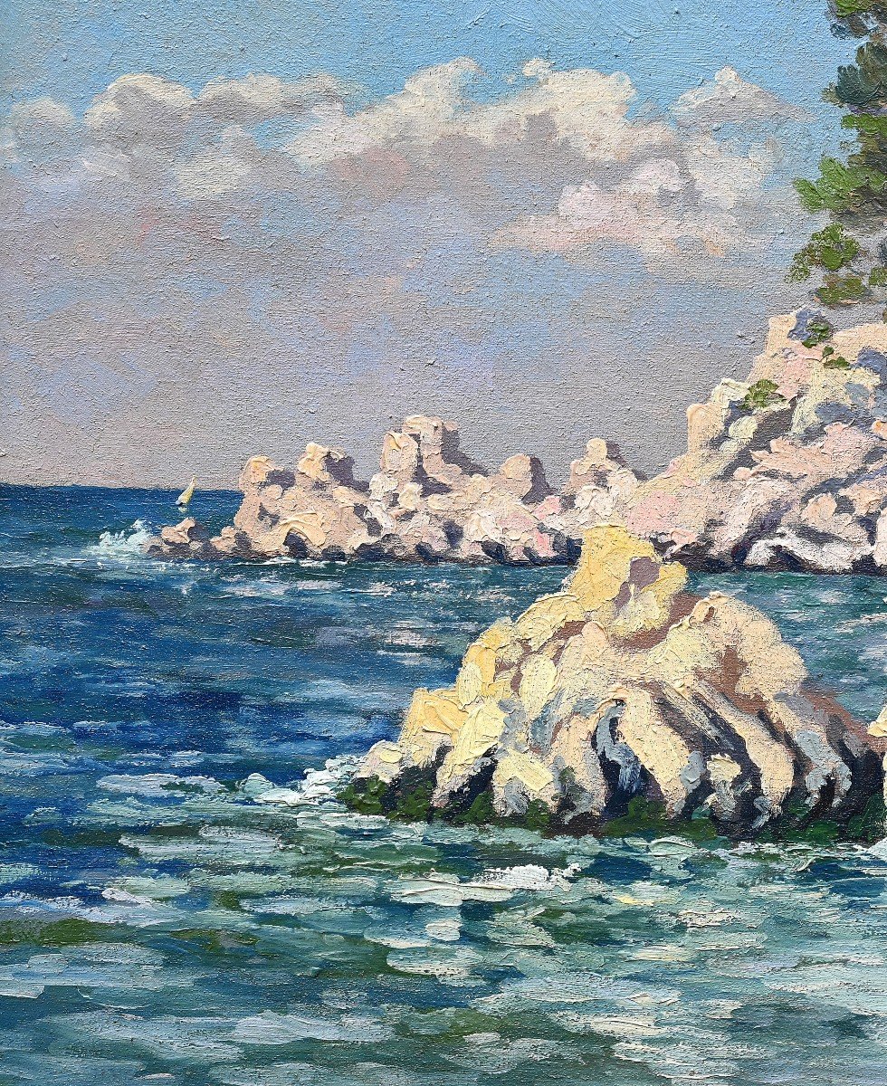 E. Plauchier (19th-20th Century) Calanque | Provencal School, Marseille, Marine-photo-4