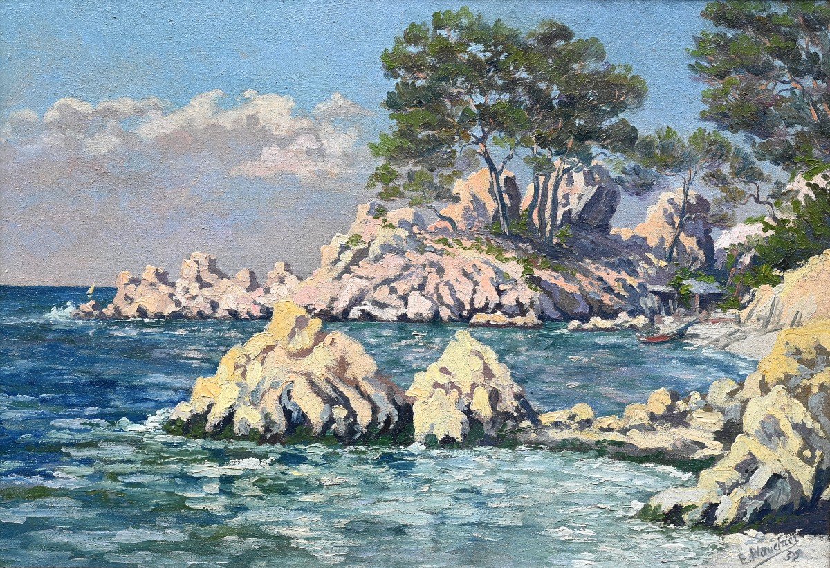 E. Plauchier (19th-20th Century) Calanque | Provencal School, Marseille, Marine