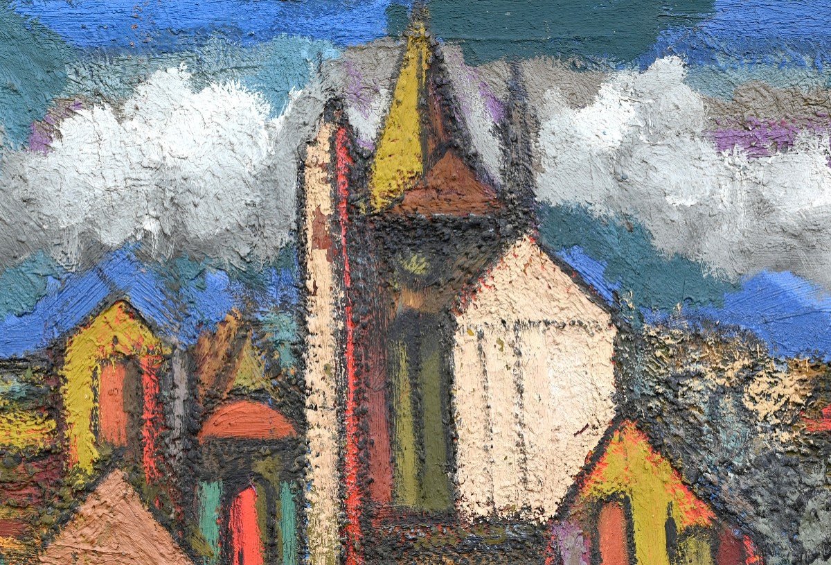 Monastery, 20th Century School - Oil On Panel, 1975 | Large Format-photo-3