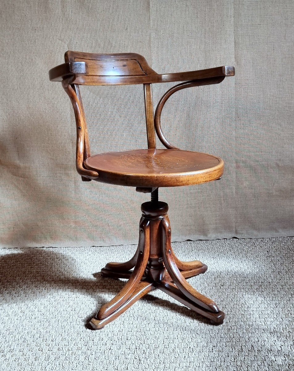 J&j Kohn Swivel Office Chair Early 20th Century-photo-2