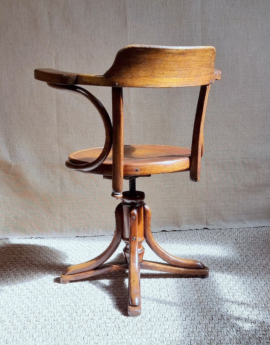 J&j Kohn Swivel Office Chair Early 20th Century-photo-3