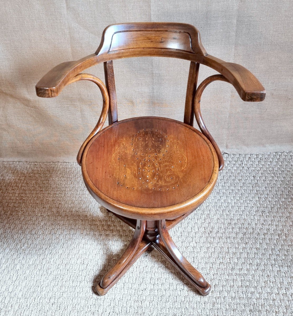 J&j Kohn Swivel Office Chair Early 20th Century-photo-2