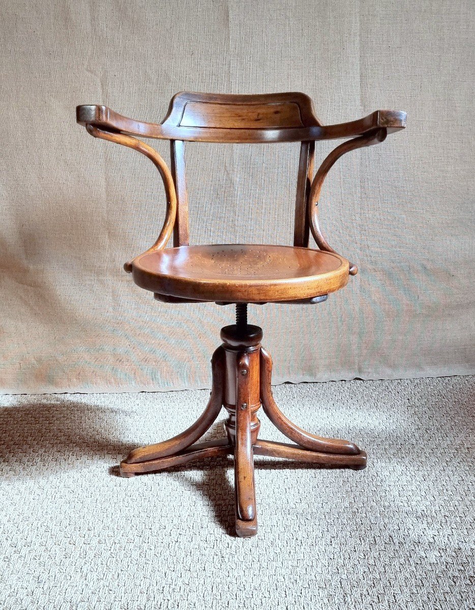 J&j Kohn Swivel Office Chair Early 20th Century-photo-4