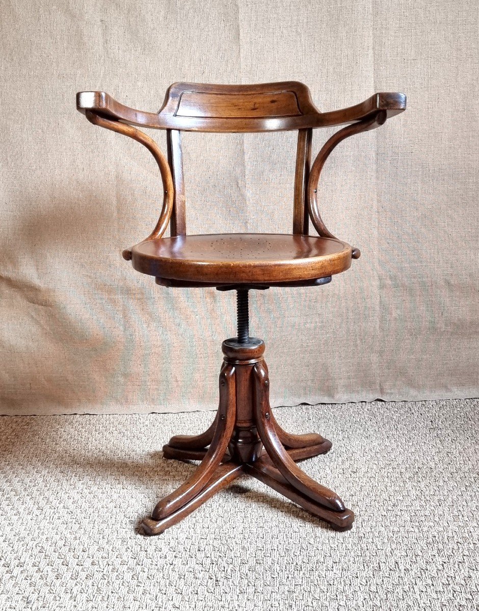 J&j Kohn Swivel Office Chair Early 20th Century-photo-5