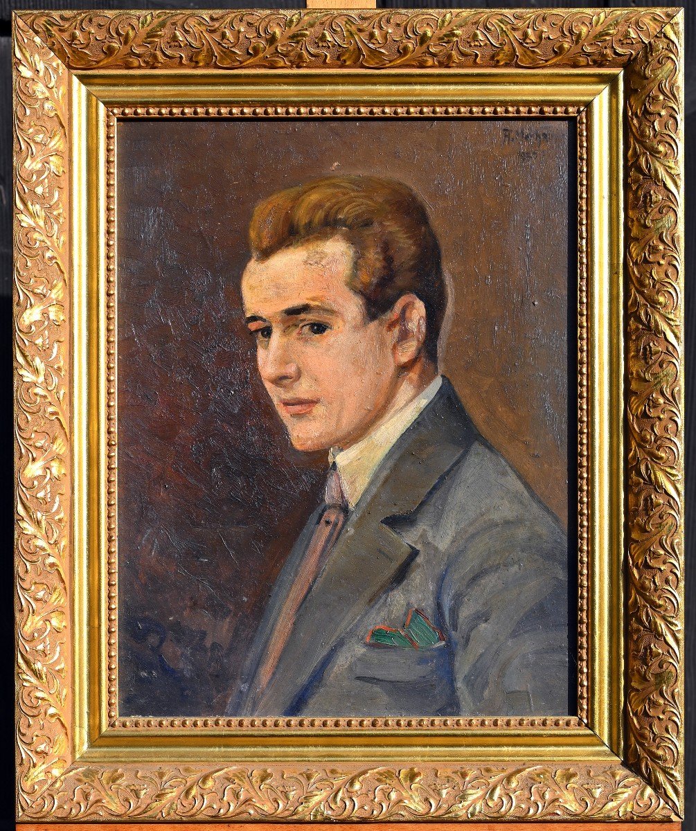 Albert Morhain (1883-1953) Portrait Of A Man, 1929 | Alsace, Mulhouse-photo-2