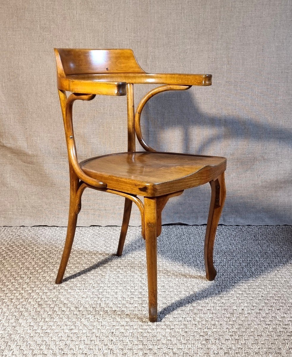 Curved Wood Office Chair Early 20th Century | Thonet Period -photo-3