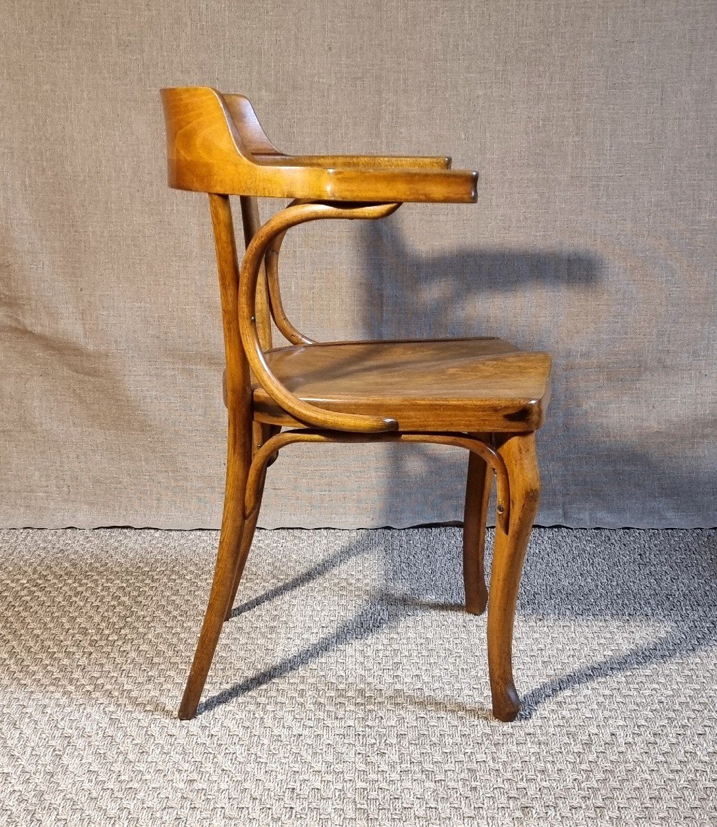 Curved Wood Office Chair Early 20th Century | Thonet Period -photo-4