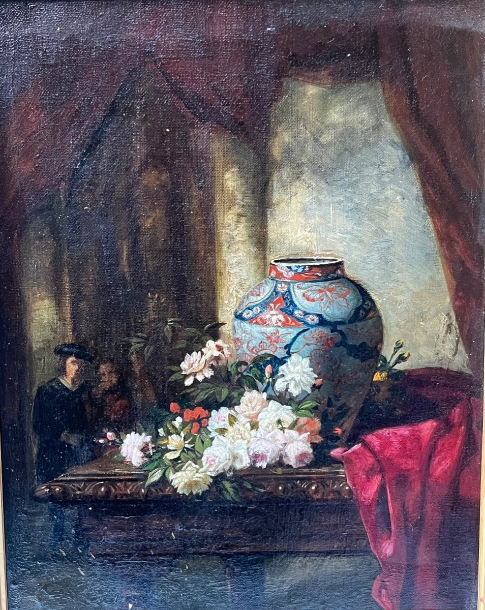 Léon Rousseau (1829-1881) – Still Life Oil On Canvas, Gilded Frame, Signed-photo-1