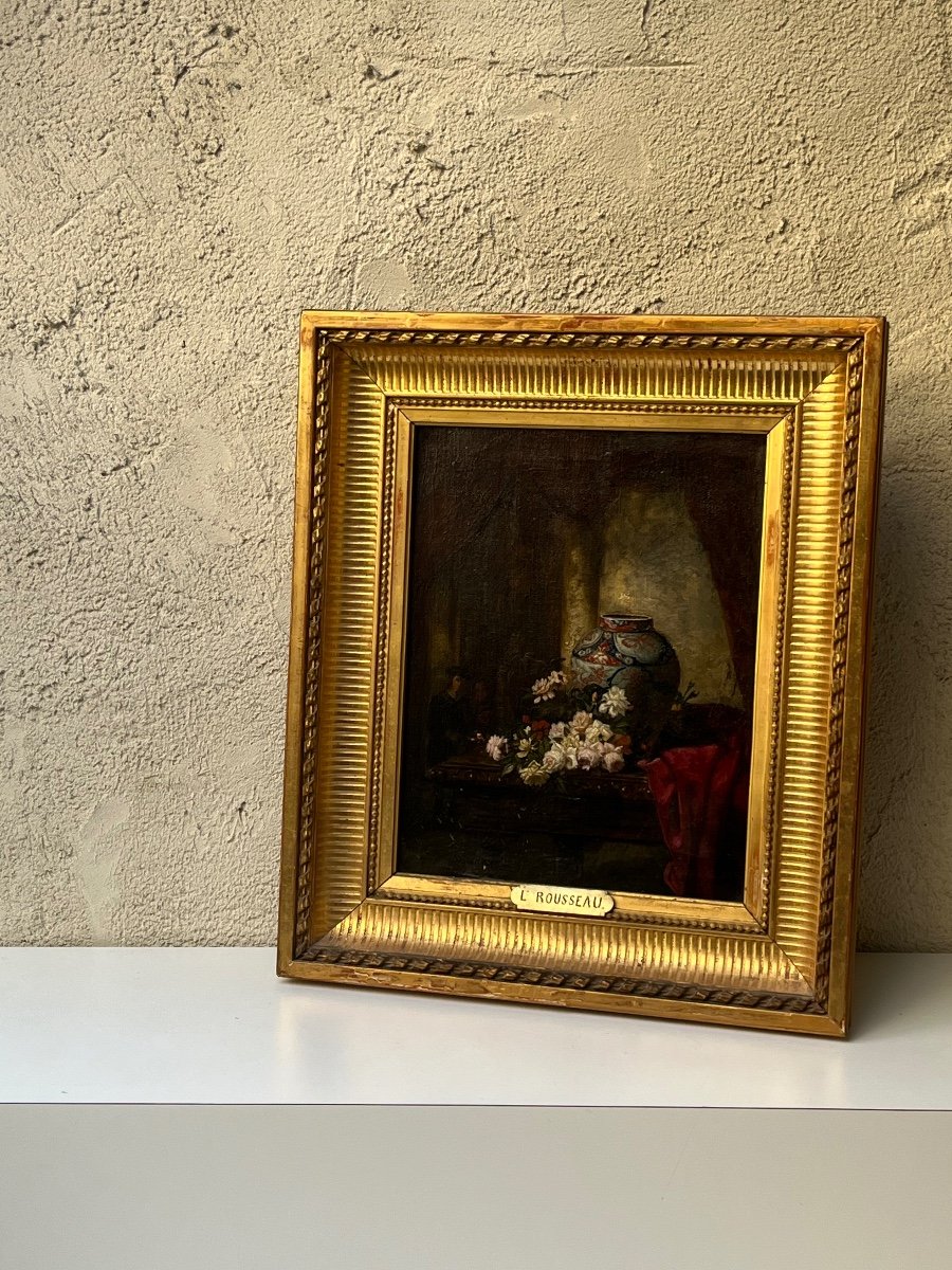 Léon Rousseau (1829-1881) – Still Life Oil On Canvas, Gilded Frame, Signed