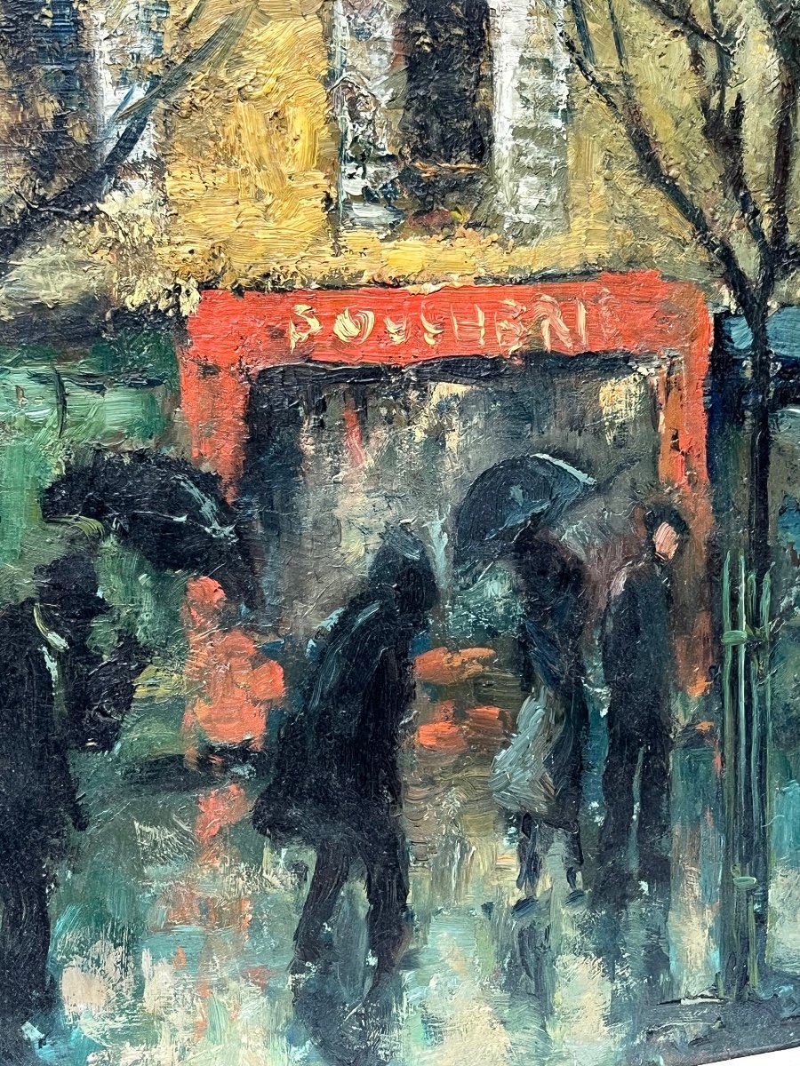 Oil On Isorel, Pierre Campain, “under The Rain” -photo-1