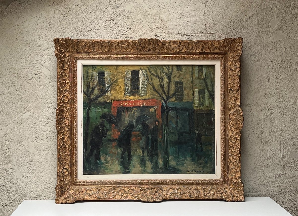 Oil On Isorel, Pierre Campain, “under The Rain” 