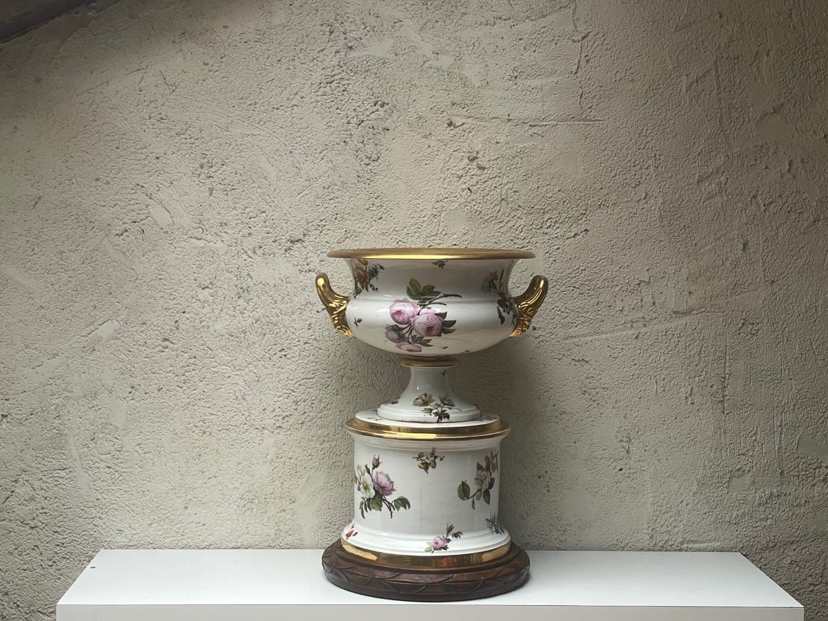 Large Porcelain Medicis Vase With Flower Decoration