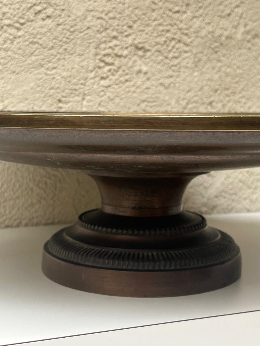 Presentation Cup On Stand In Patinad Bronze Signed Drouot -photo-3