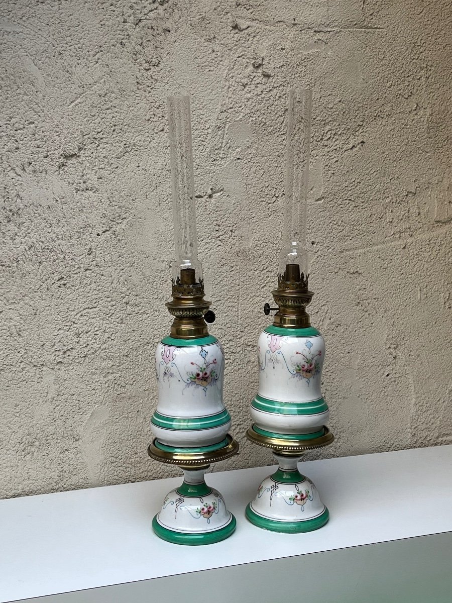 Pair Of Porcelain Oil Lamps -photo-2