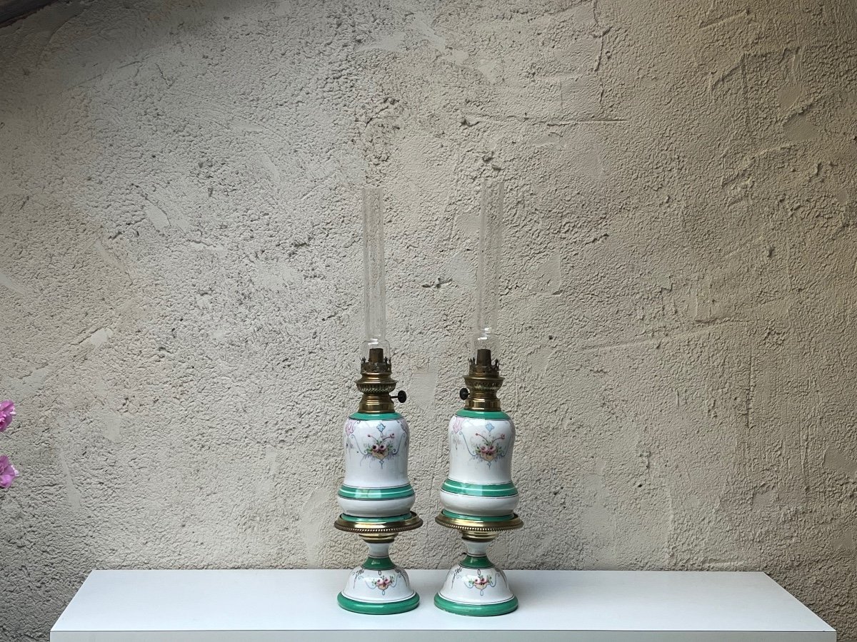 Pair Of Porcelain Oil Lamps -photo-2