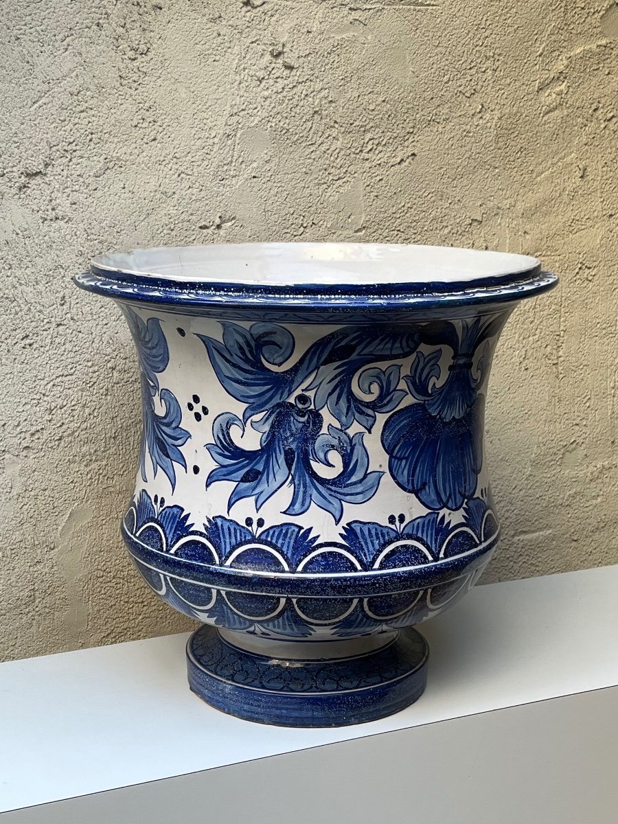 GRAND CACHE POT EN FAIENCE DE NEVERS -photo-2