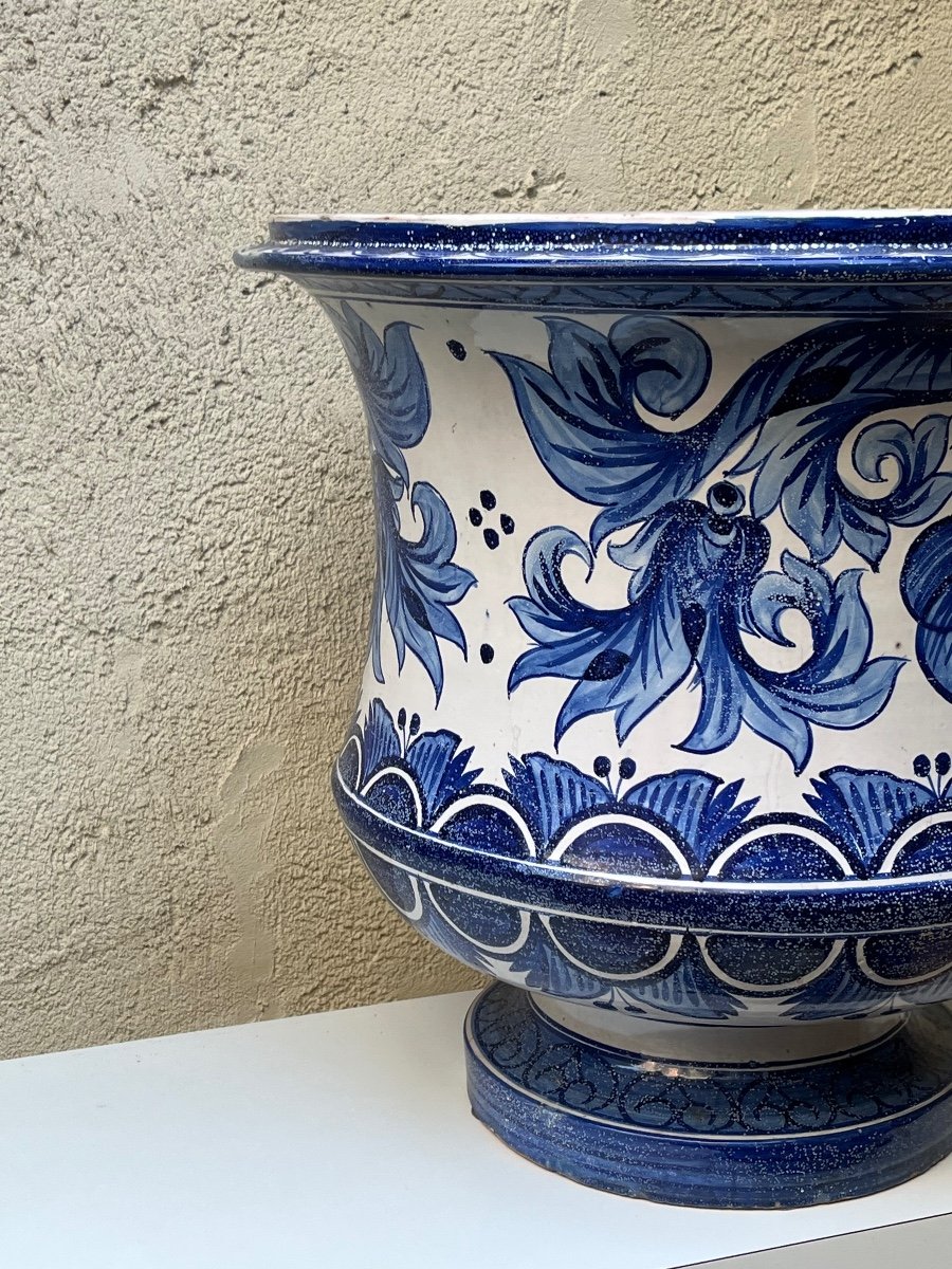 GRAND CACHE POT EN FAIENCE DE NEVERS -photo-3