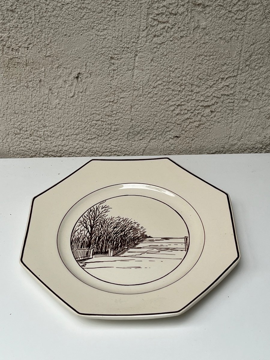 Hermann-paul, Series Of 9 Dessert Plates, "versailles" Model -photo-4