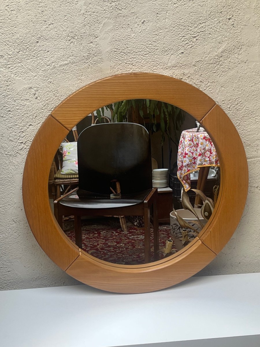 Large Round Elm Mirror, Maison Regain