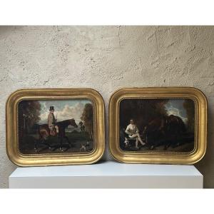 Set Of Two Equestrian Paintings