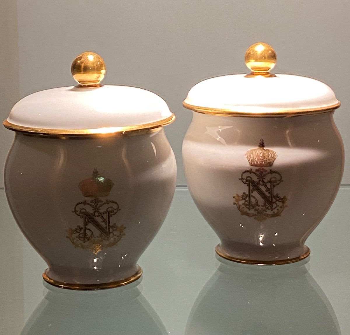 Two Napoleon III Sèvres Porcelain Cream Pots 