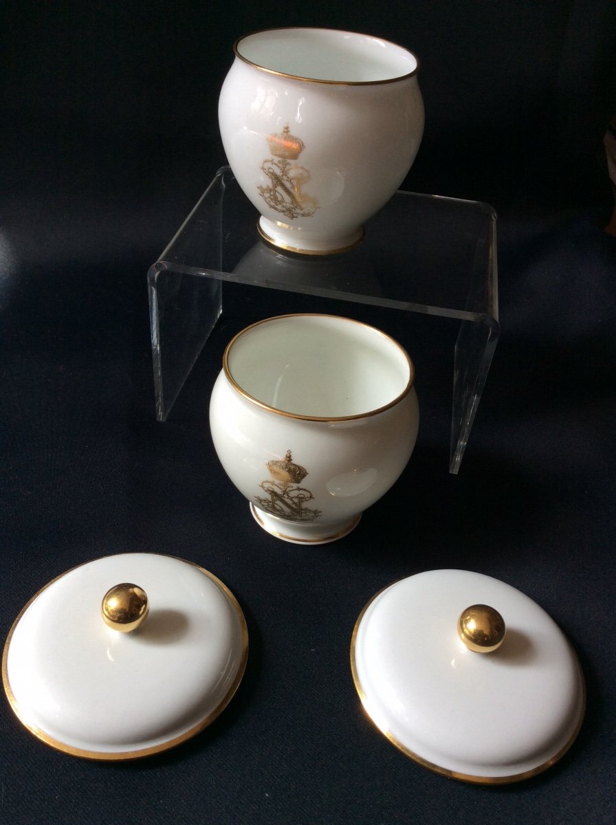 2 Pots à Crème En Porcelaine De Sèvres Napoléon III -photo-3