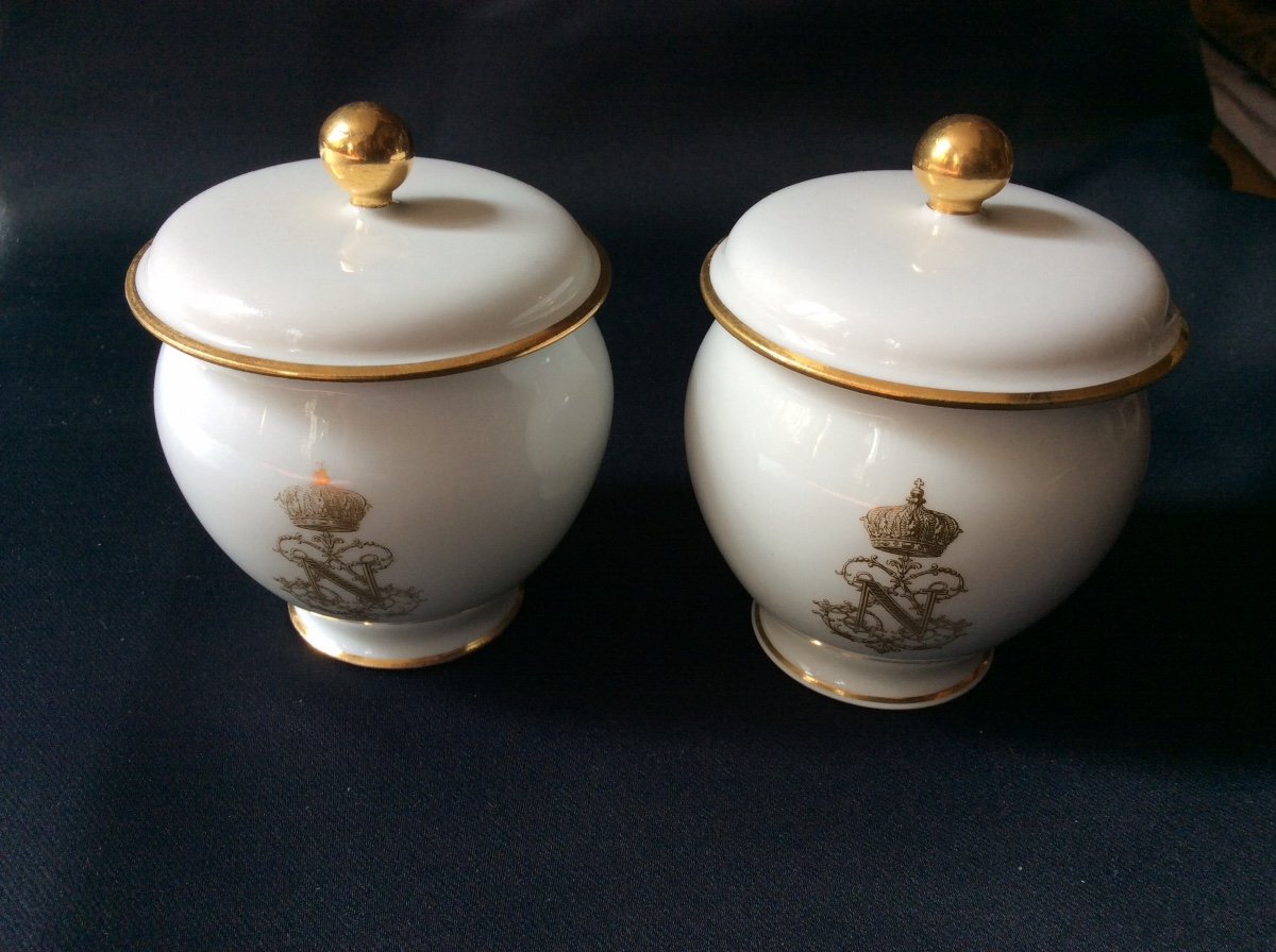 2 Pots à Crème En Porcelaine De Sèvres Napoléon III -photo-4