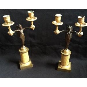 Pair Of Restoration Period Candlesticks.