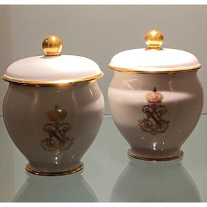 Deux Pots à Crème Napoleon III Porcelaine De Sèvres 