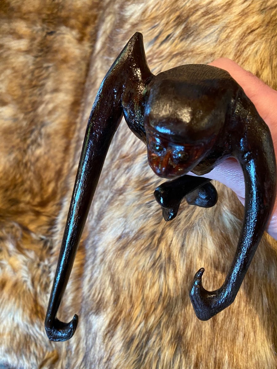 Japan, Meiji Era Spider Monkey In Lacquered Wood And Sulfide Eyes-photo-3